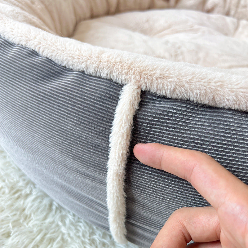 Ultra Plush Corduroy Anti-Anxiety Donut Dog Bed