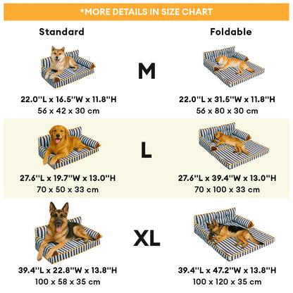 Stripe Waterproof Foldable Large Dog Sofa Bed - Sunny Siesta