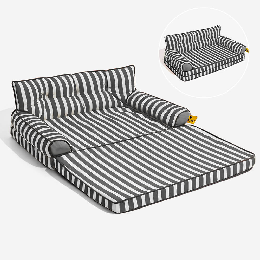 Stripe Waterproof Foldable Large Dog Sofa Bed - Sunny Siesta