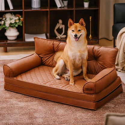 Luxe Faux Leather Foldable Orthopedic Large Dog Bed - CoreLounge