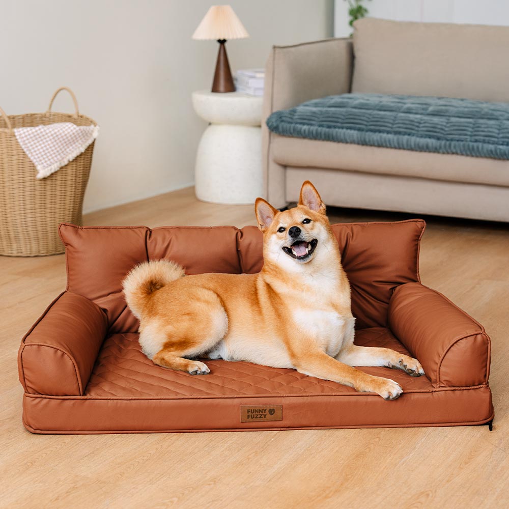 Luxe Faux Leather Foldable Orthopedic Large Dog Bed - CoreLounge