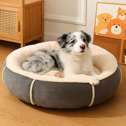 Ultra Plush Corduroy Anti-Anxiety Donut Dog Bed