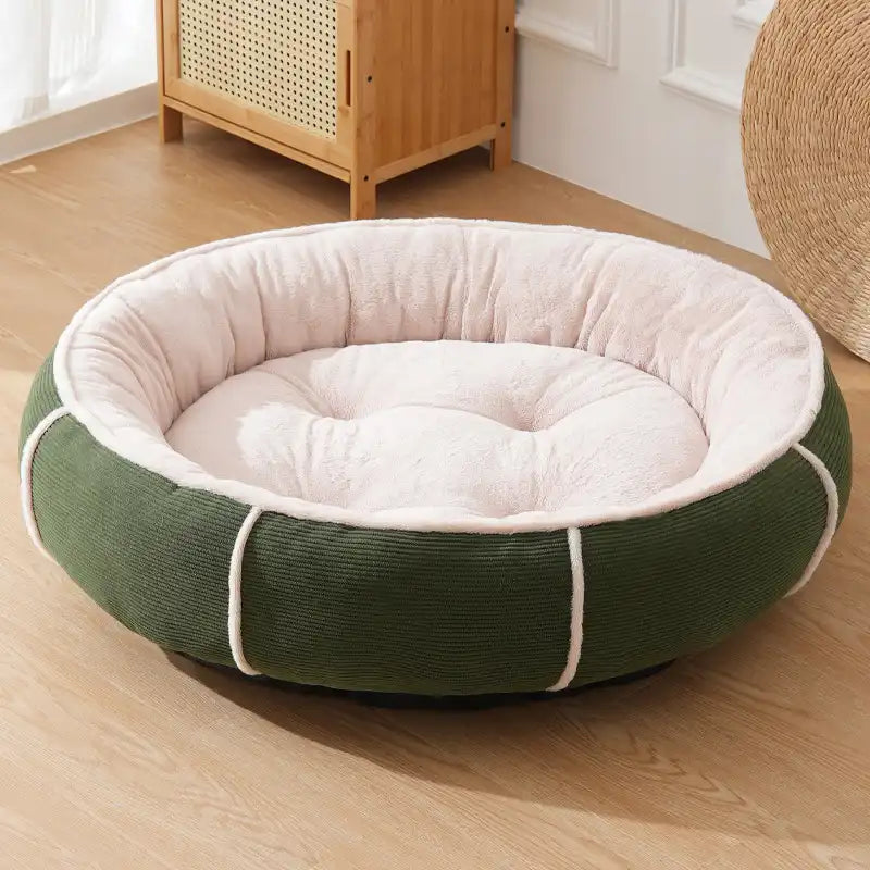 Ultra Plush Corduroy Anti-Anxiety Donut Dog Bed