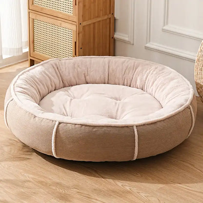 Ultra Plush Corduroy Anti-Anxiety Donut Dog Bed
