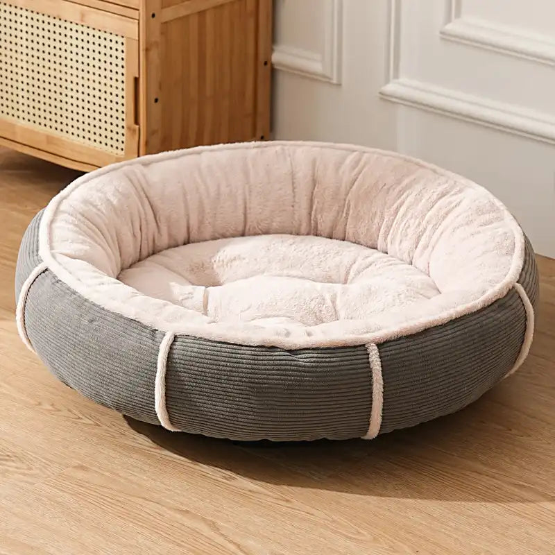 Ultra Plush Corduroy Anti-Anxiety Donut Dog Bed
