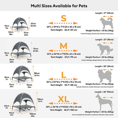 Multi-Functional Breathable Cooling Elevated Dog Bed with Canopy - PawAir