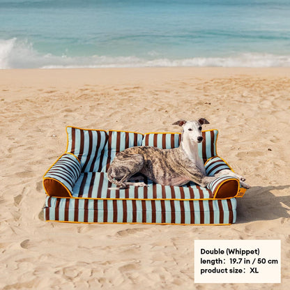 Stripe Waterproof Foldable Large Dog Sofa Bed - Sunny Siesta