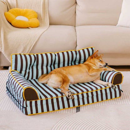 Stripe Waterproof Foldable Large Dog Sofa Bed - Sunny Siesta