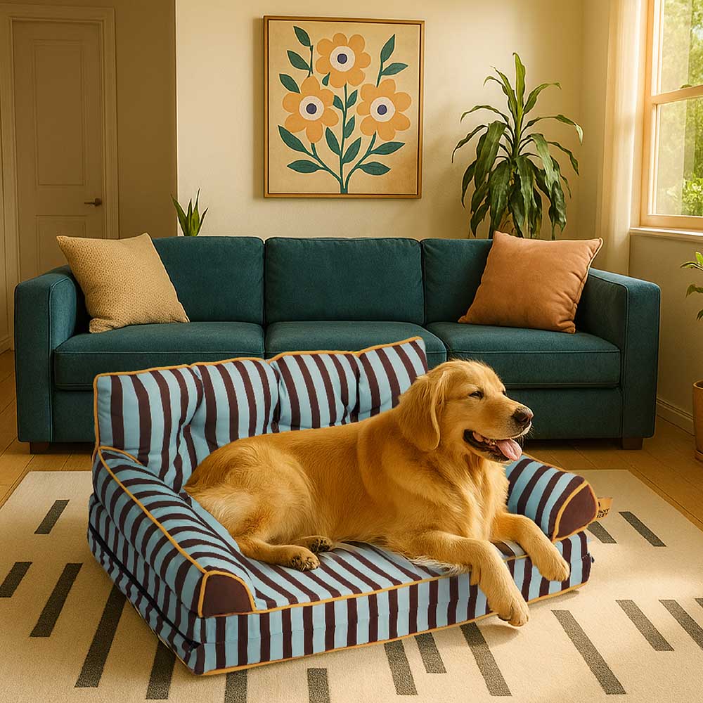 Stripe Waterproof Foldable Large Dog Sofa Bed - Sunny Siesta