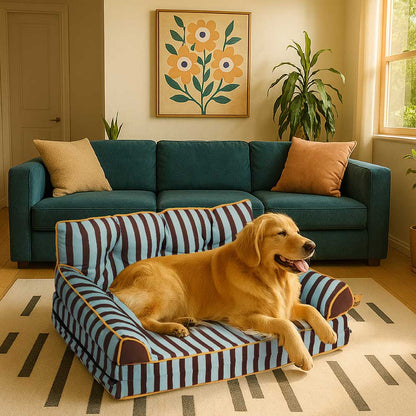 Stripe Waterproof Foldable Large Dog Sofa Bed - Sunny Siesta